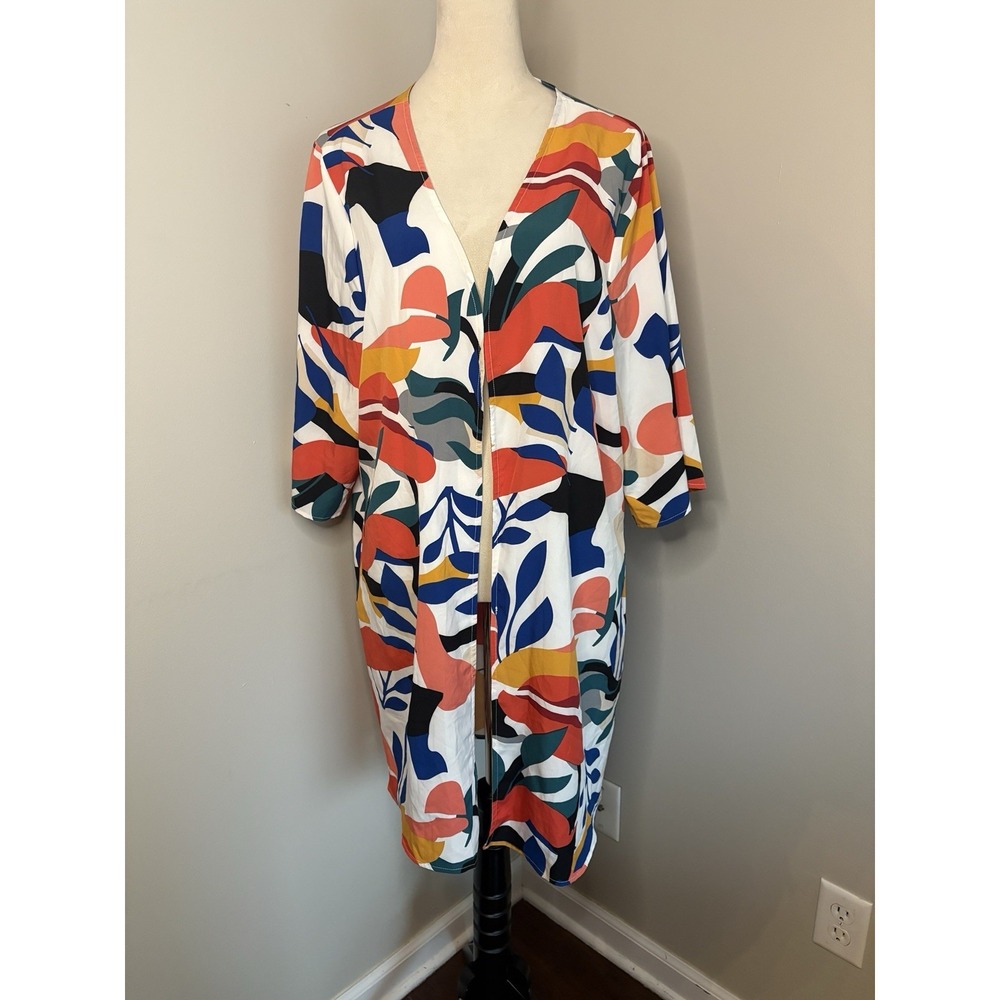 Jodifl Havana Kimono Duster Top Cardigan Colorful Floral Pocket Art Beach Small